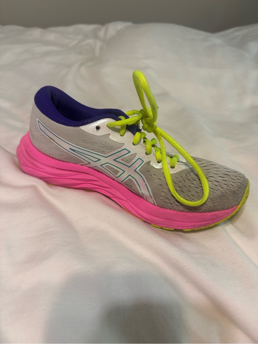 ASICS GEL-Excite 7 Running Gray Pink Neon Lime Women’s Athletic Sneakers W6.5 - Picture 5 of 8